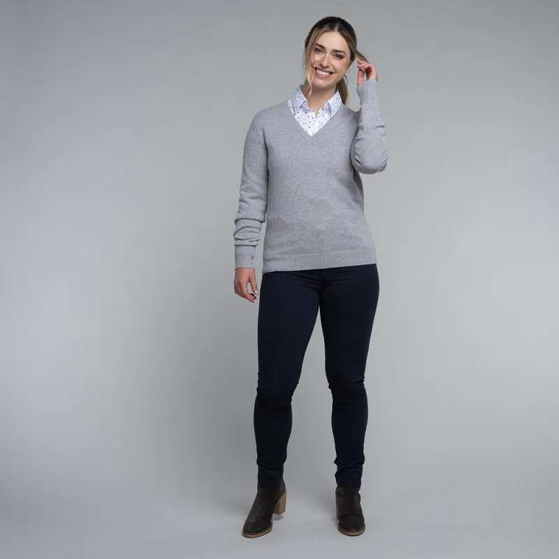 Schoffel Womens Merino V Neck Sweater Silver Grey-1